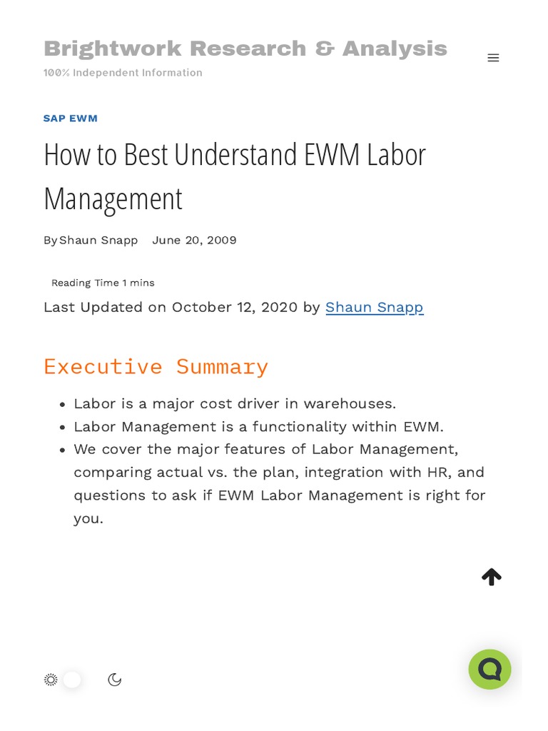 How To Best Understand EWM Labor Management - Brightwork Research ...