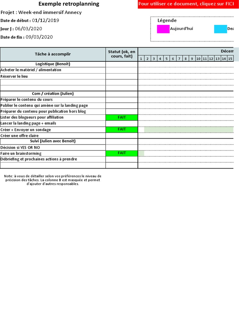 Modèle rétroplanning | PDF