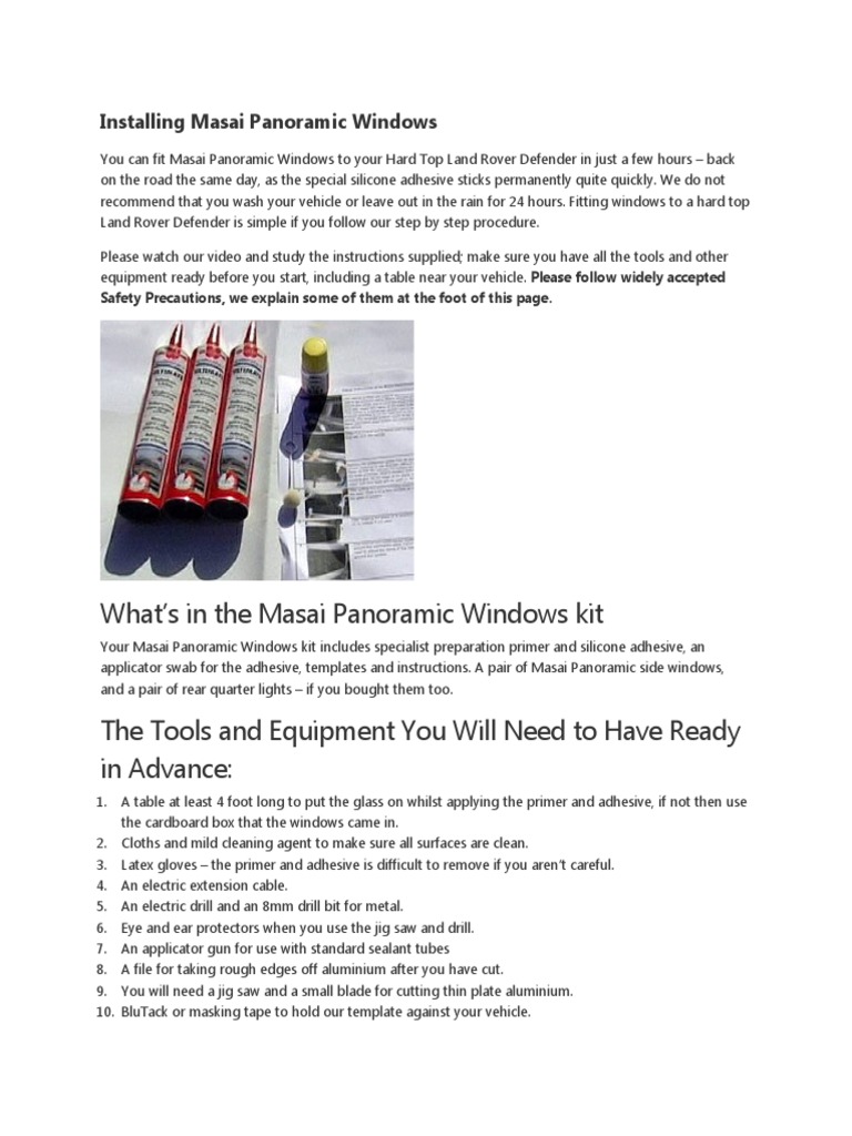 Install Masai Panoramic Windows Guide | PDF | Adhesive | Industrial ...