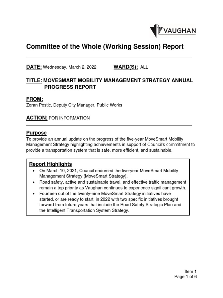 MoveSmart Mobility Progress Report | PDF | Road Traffic Safety | Transport