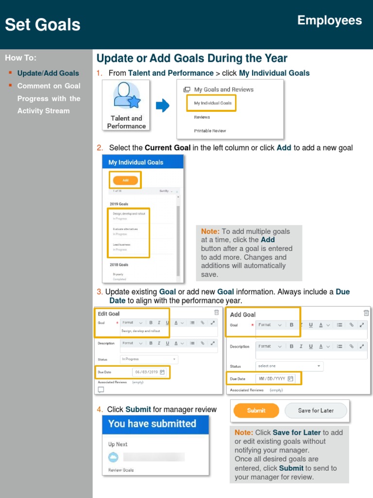 Job Aid - Set Goals | PDF | Computing | Software
