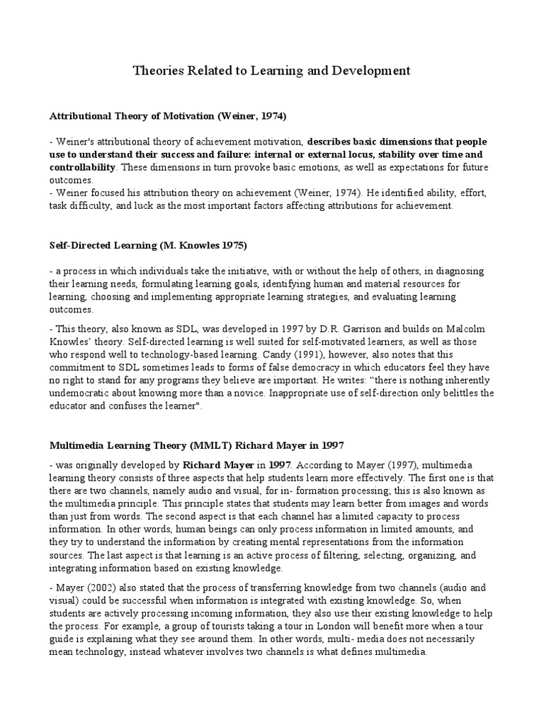Theories Related To Learning and Development.2 | PDF