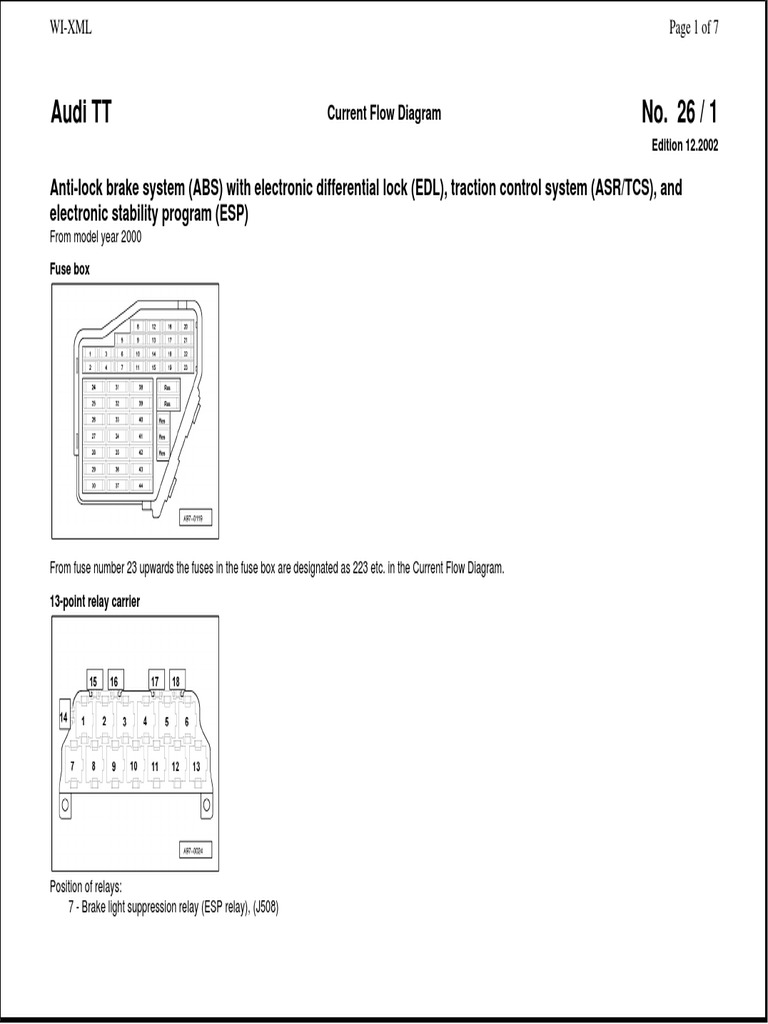 Audi TT ABS and ESP Wiring Diagram | PDF | Anti Lock Braking System ...