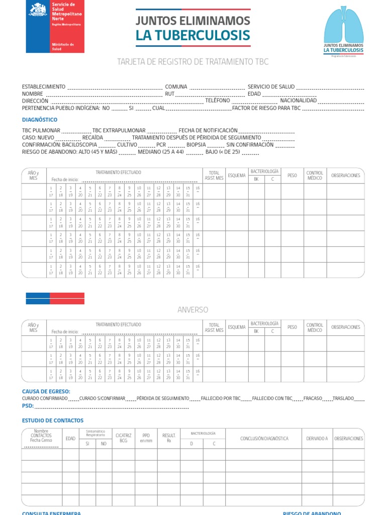 Nueva Tarjeta de Tratamiento | PDF | Tuberculosis | Medicina CLINICA