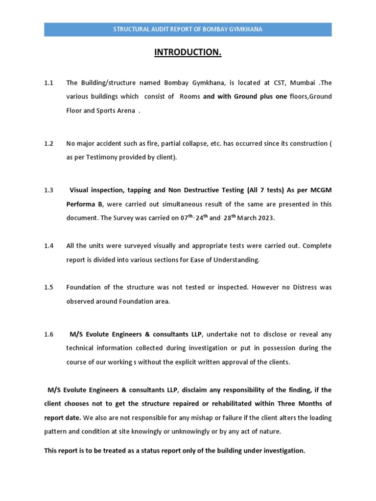 Structural Audit Report Of Building Pdf