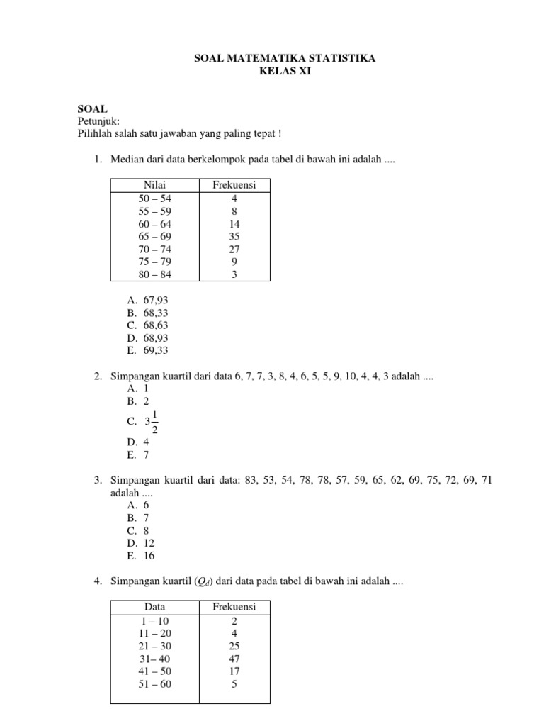 Free Soalmatematika Statistik Kelas Xi
