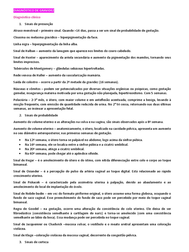 Diagnóstico de Gravidez e Pré Natal | PDF | Gravidez | Diabetes