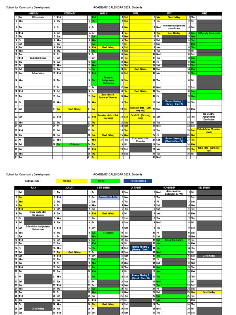 SCD Academic Calendar 2023 | PDF | Schools | Religious Holidays