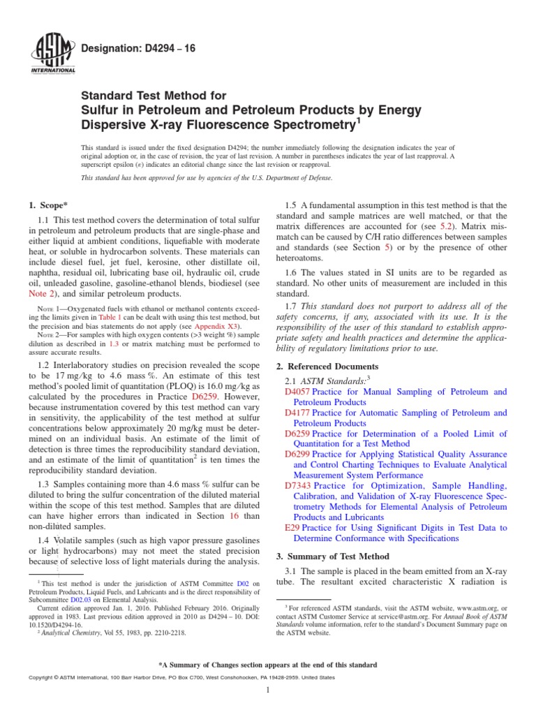 Astm d 4294 16 unprotected pdf