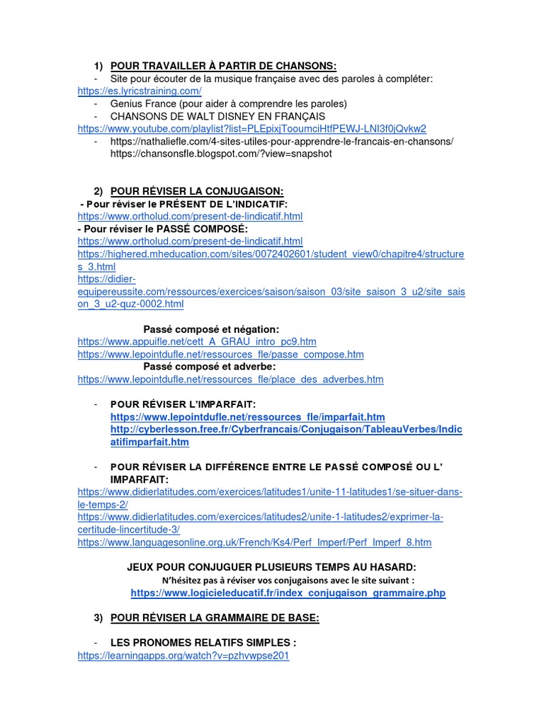 Ressources pour apprendre le français | PDF | Linguistique