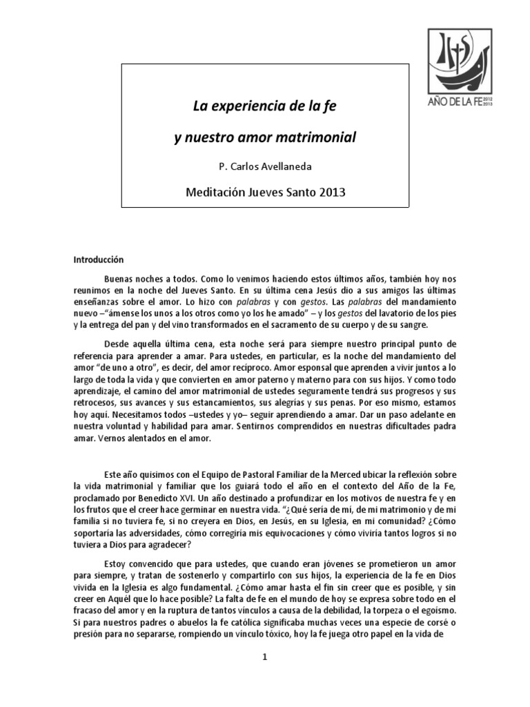 Fe y Amor en el Matrimonio | PDF | Amor | La resurrección de Jesús