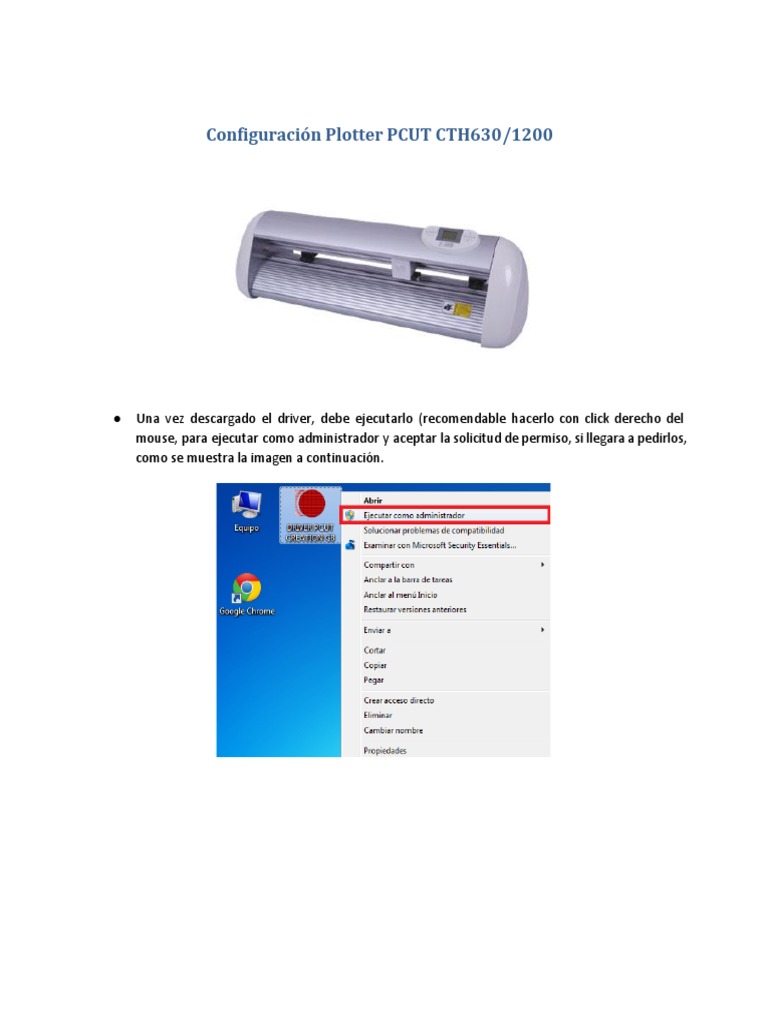 Configuración del Plotter PCUT CTH630/1200 | PDF