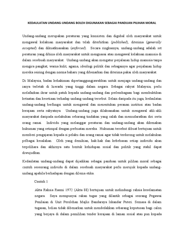 Kedaulatan Undang Pendidikan Moral | PDF