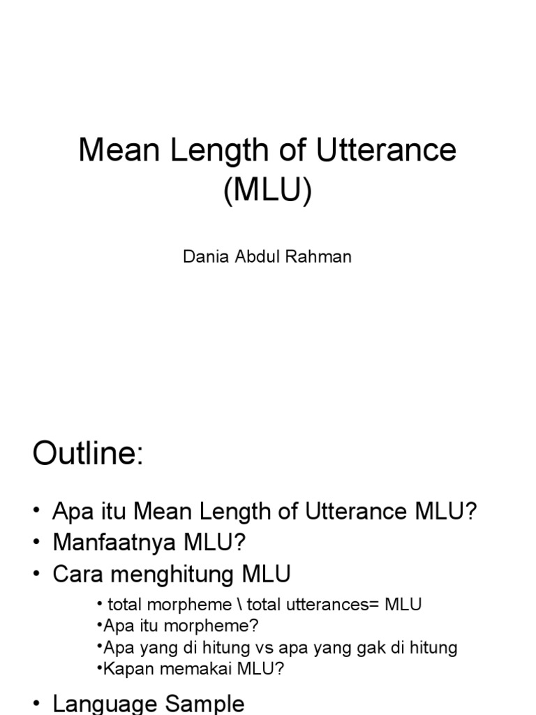 Memahami Mean Length of Utterance | PDF