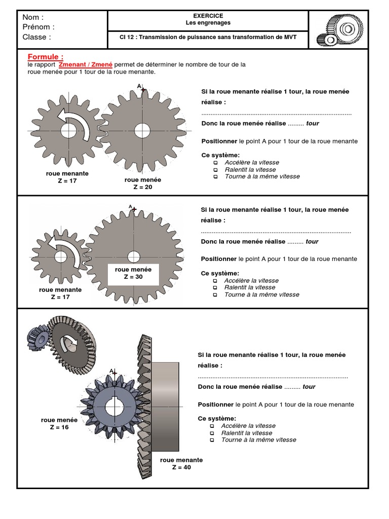 Controle Transmission de Mouvement PDF Engrenage
