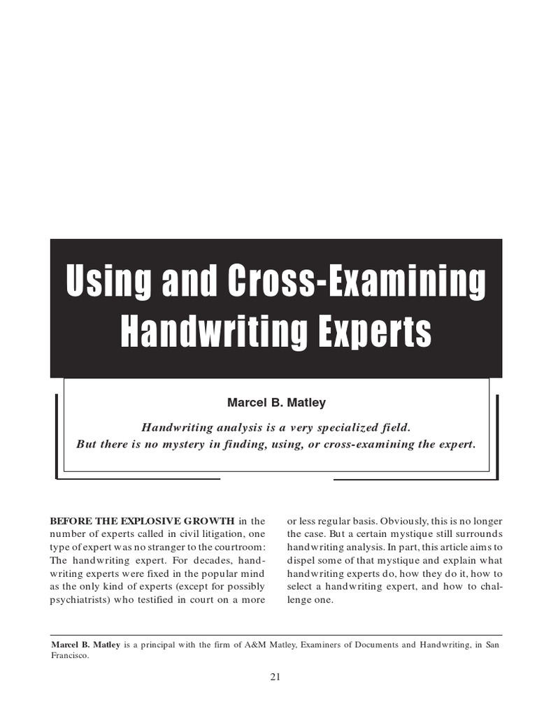 Using & CrossExamining HandWriting Experts (03p) PDF Photocopier
