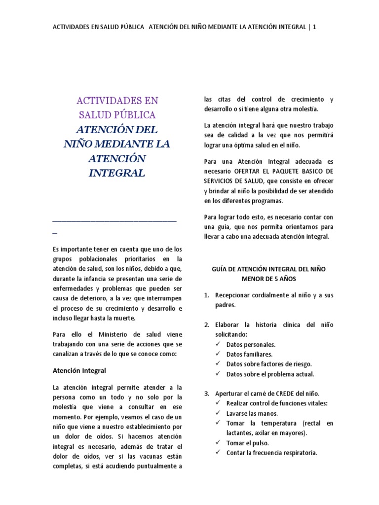 Paquete de Atencion Integral Del Niño | PDF | Especialidades Medicas ...
