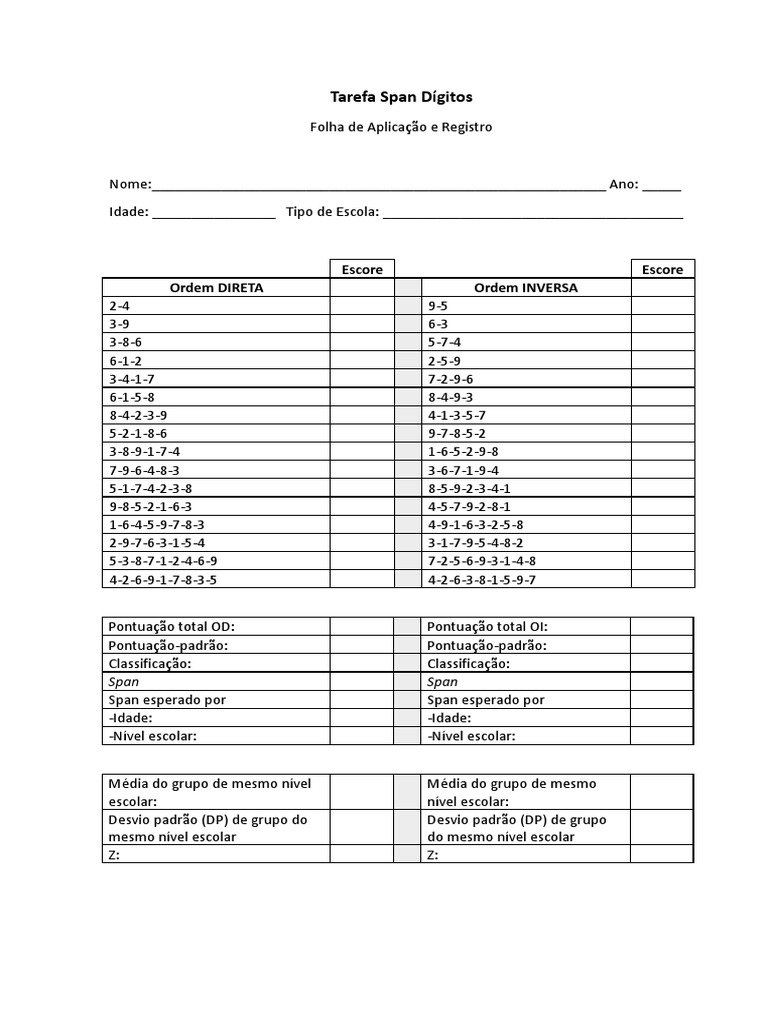 Tarefa span d gitos folha aplica o e registro pdf