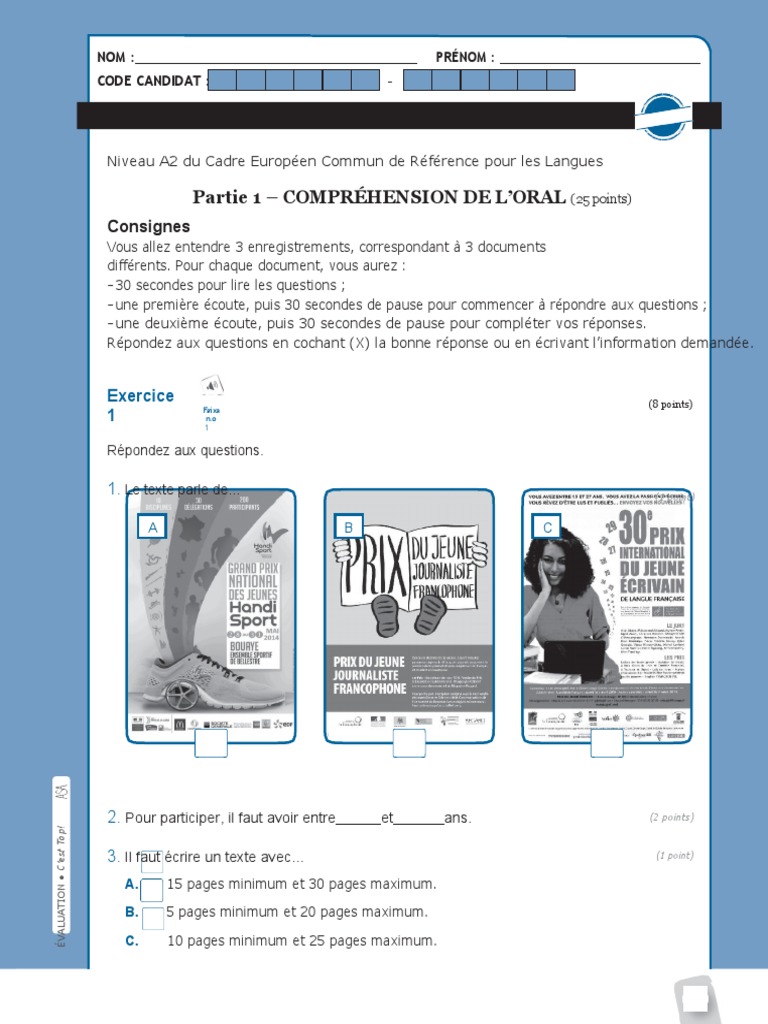 Guide DELF A2 : Compréhension et Production | PDF | Festival | Langue ...