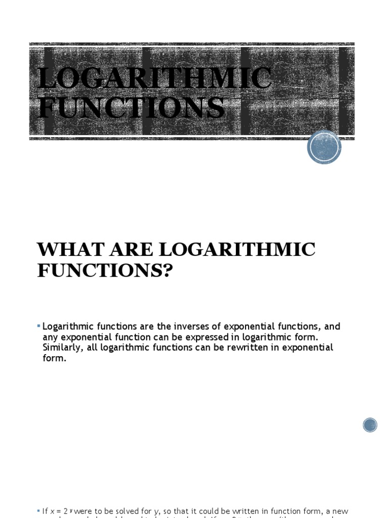Logarithmic Functions | PDF