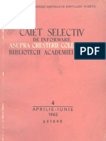 Cresterea Colectiilor, Caiet Selectiv de Informare, 4, Aprilie-Iunie 1962, Biblioteca Academiei