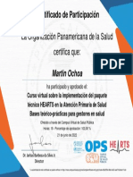 Curso Virtual Sobre La Implementación Del Paquete Técnico HEARTS en La Atención Primaria de Salud (Gestores) - Certificado Del Curso (Tipo B) 2151219