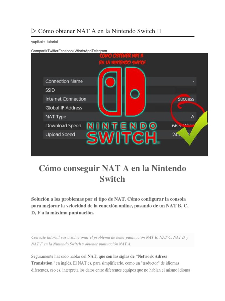 Cómo Obtener NAT A en La Nintendo Switch ? PDF Juegos de consolas