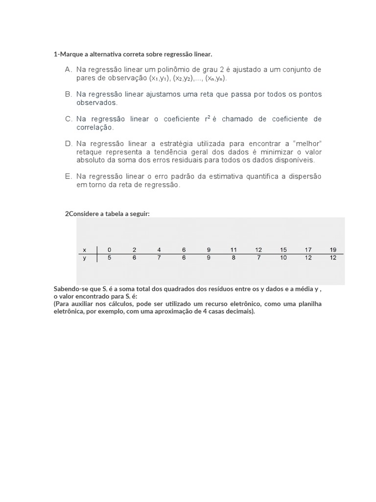 Alternativas sobre Regressão Linear | PDF
