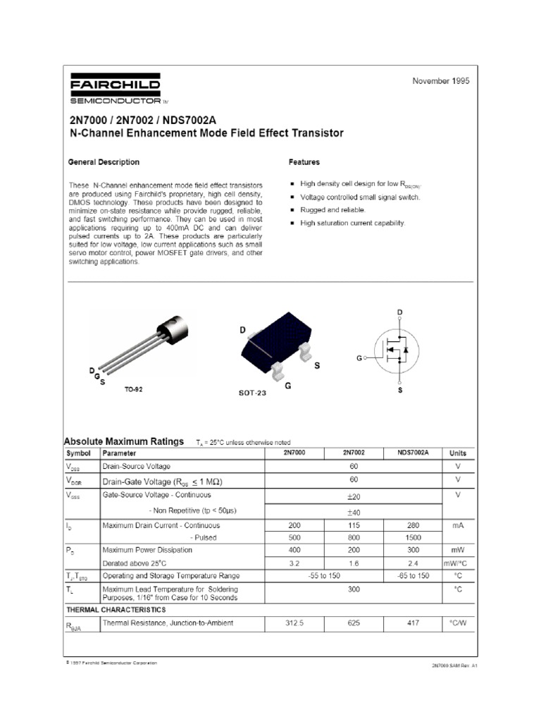 Datasheet 2N7000 | PDF