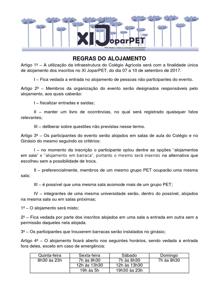 Regras Do Alojamento PDF