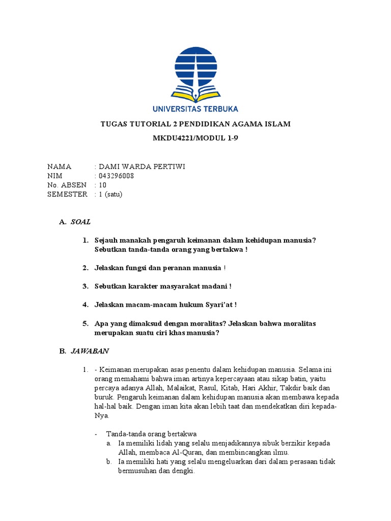 Pengaruh Keimanan Dan Moralitas Dalam Islam Pdf