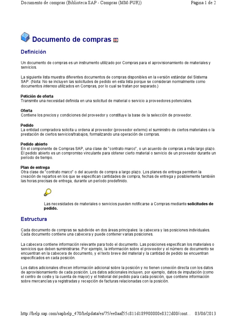 Documentos de Compras en SAP MM-PUR | PDF | Obtención | Business