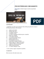 Atividades Tipos de Predicado Com Gabarito 7º Ano