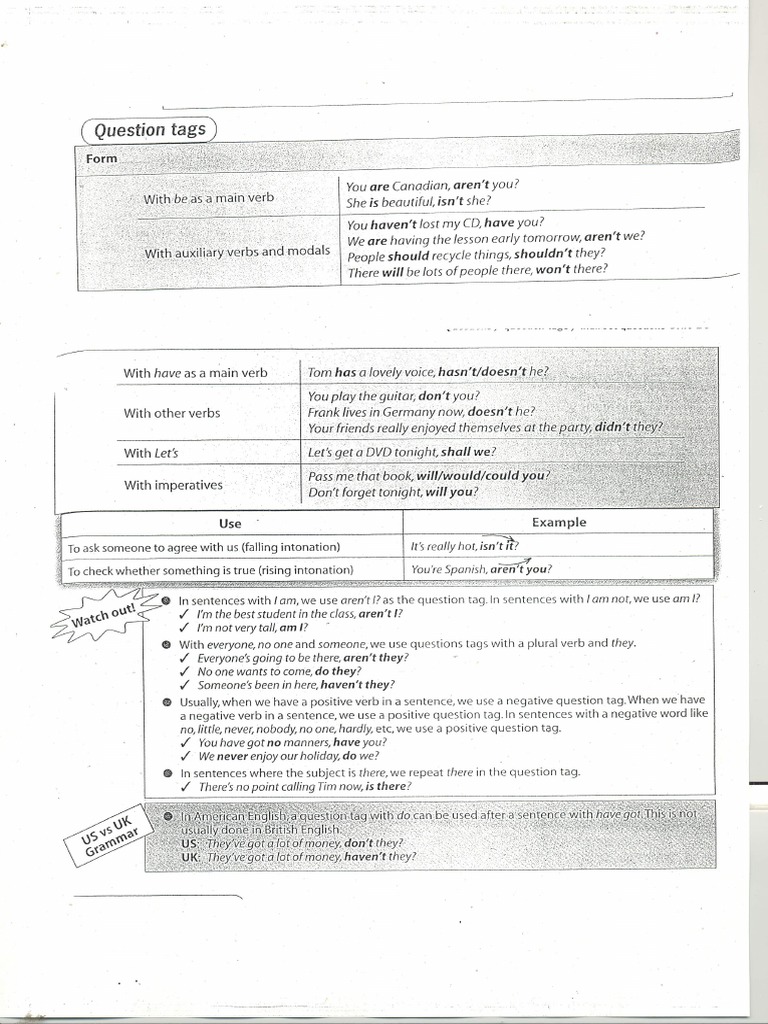 Spoken Language - Question Tags0001 | PDF