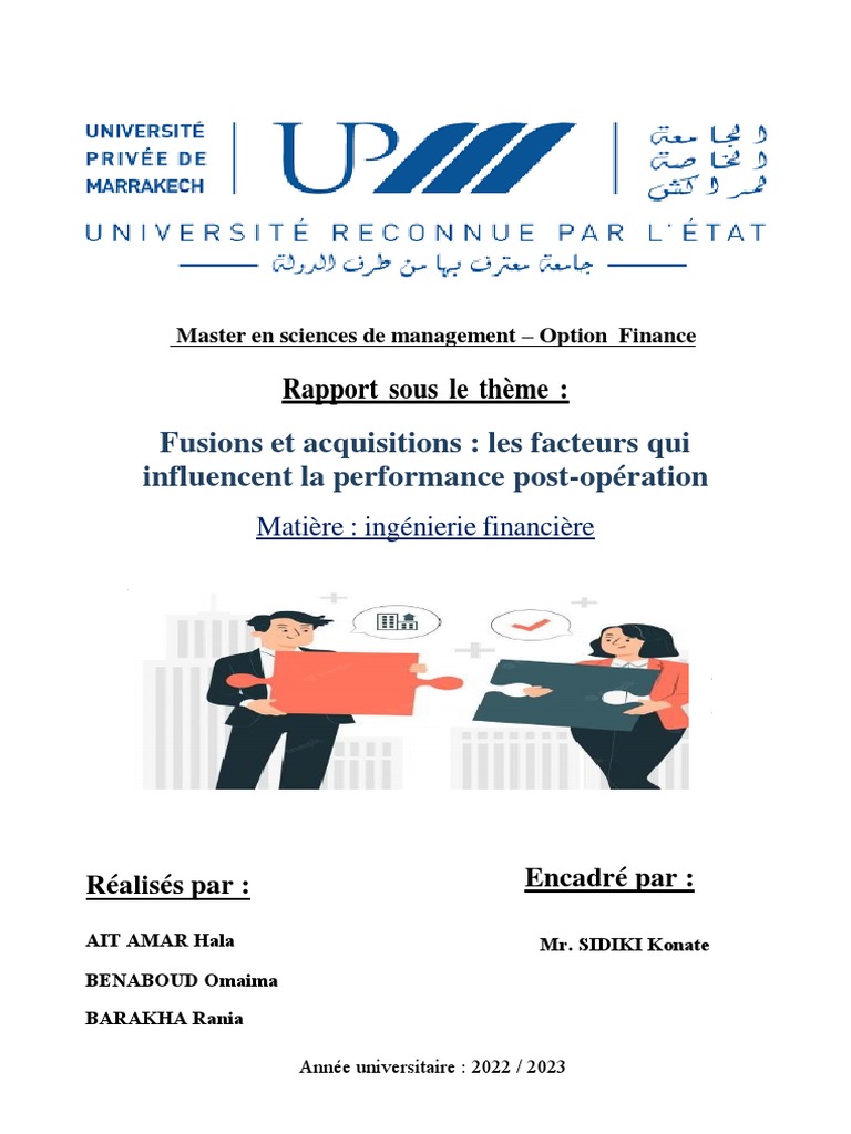 Rapport MF1 PDF Hala Omaima Rania | PDF | Fusions et acquisitions ...