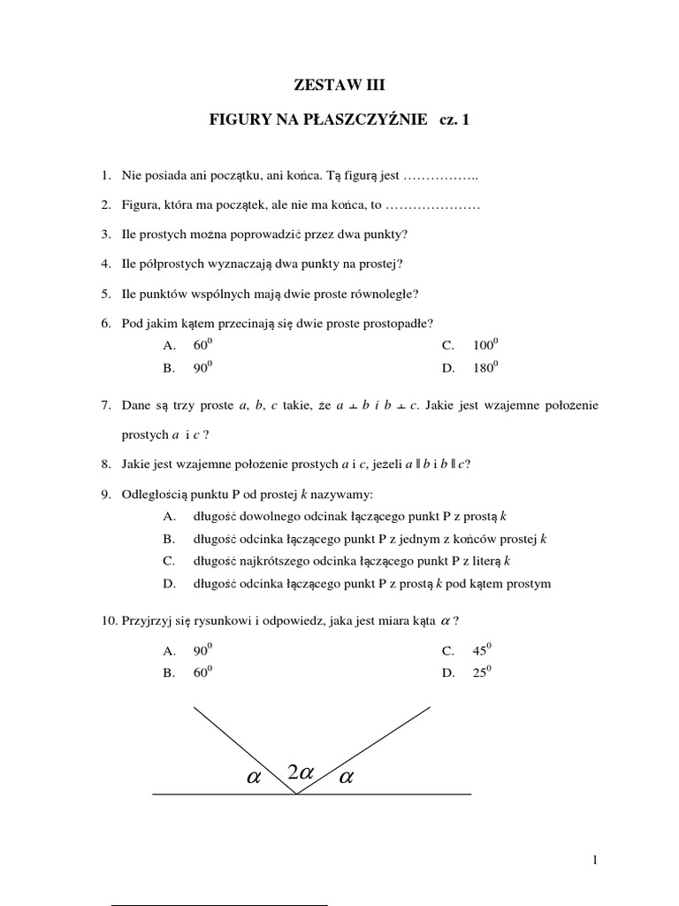 Figury Na Plaszczyznie Klasa 6 Sprawdzian Pdf figury_na_plaszczyznie_cz1 | PDF