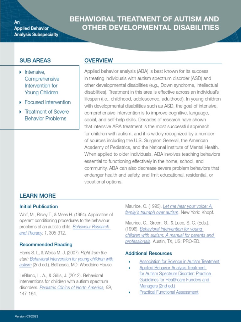 ABA Strategies for Autism Treatment | PDF | Autism Spectrum ...