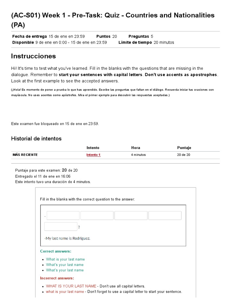 (AC-S01) Week 1 - Pre-Task - Quiz - Countries and Nationalities (PA ...