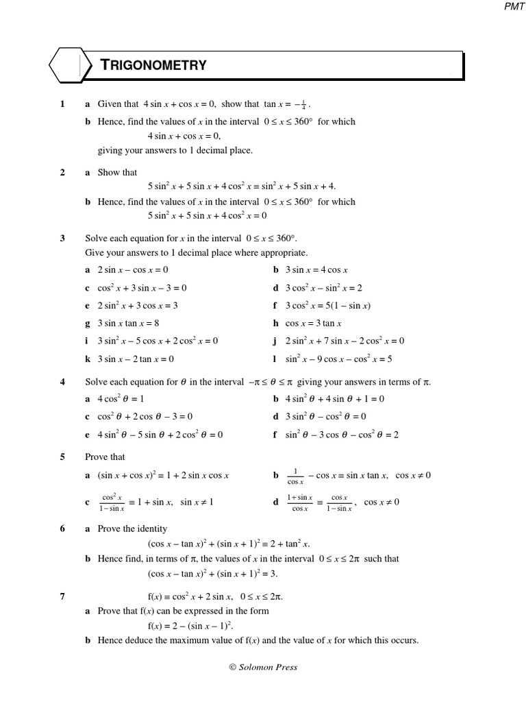 3a. Using Trigonometric Identities | PDF | Trigonometric Functions ...