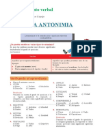 La Antonimia para Primer Grado de Secundaria