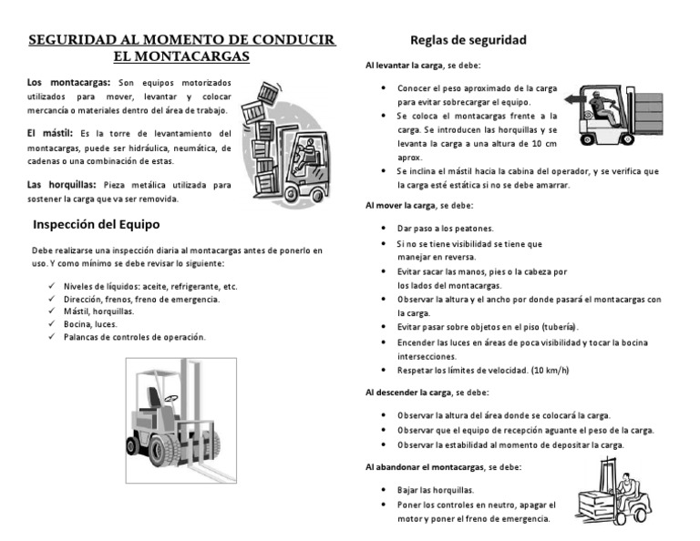 Seguridad en El Manejo Del Montacargas | PDF | Máquina elevadora ...