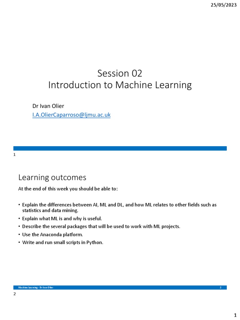Session 02 - Introduction To ML | PDF | Machine Learning | Dependent ...