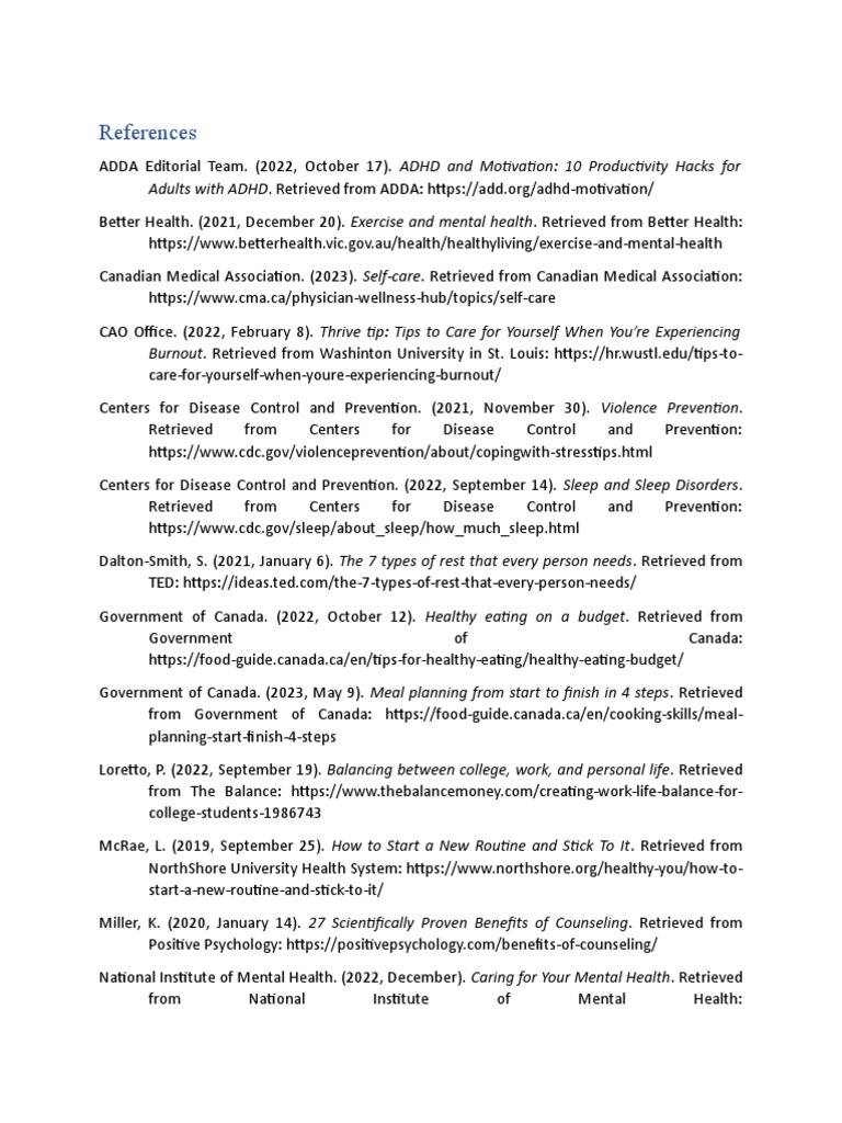 Post-Grad Lifestyle References | PDF | Preventive Healthcare | Mental ...