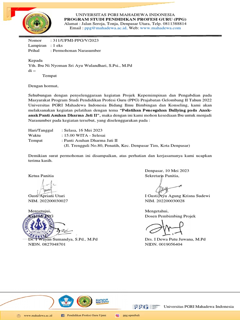 Surat Undangan Narasumber | PDF
