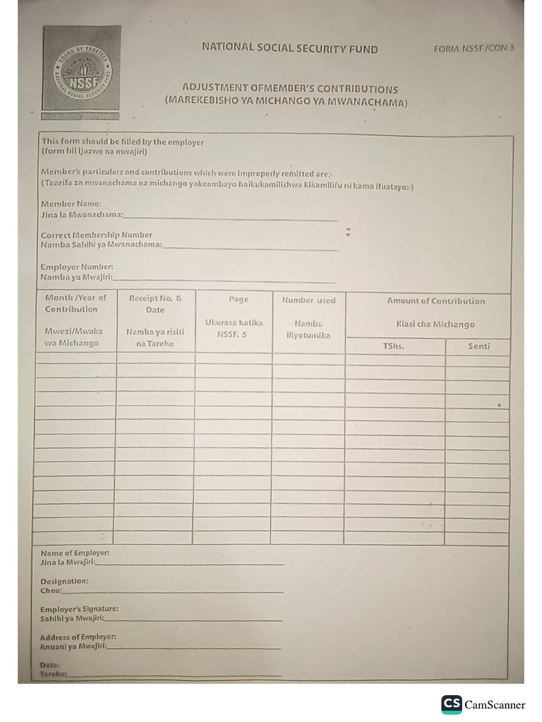 NSSF Form 1 | PDF