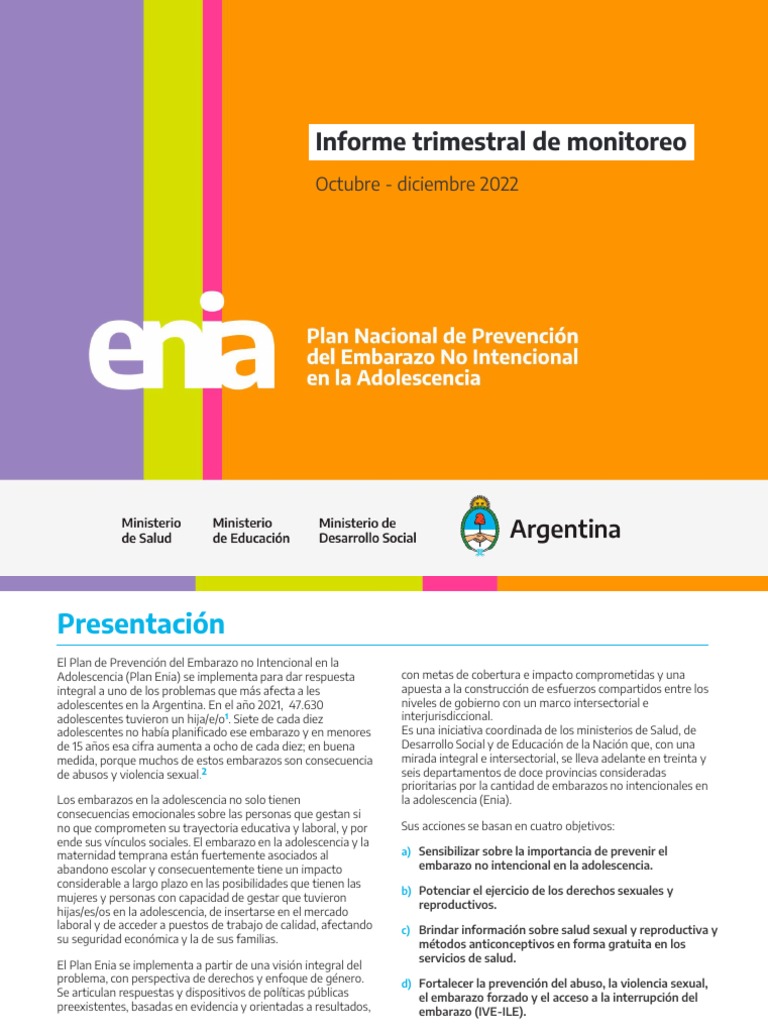 Msal arg informe de monitoreo trimestral 2022 plan enia octubre