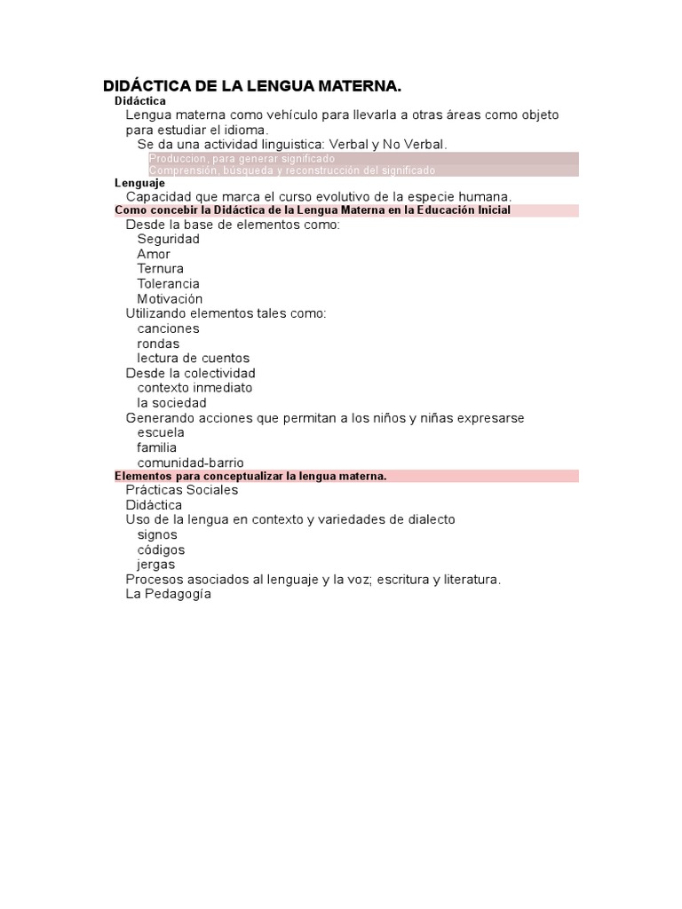 Didáctica de La Lengua Materna. | PDF