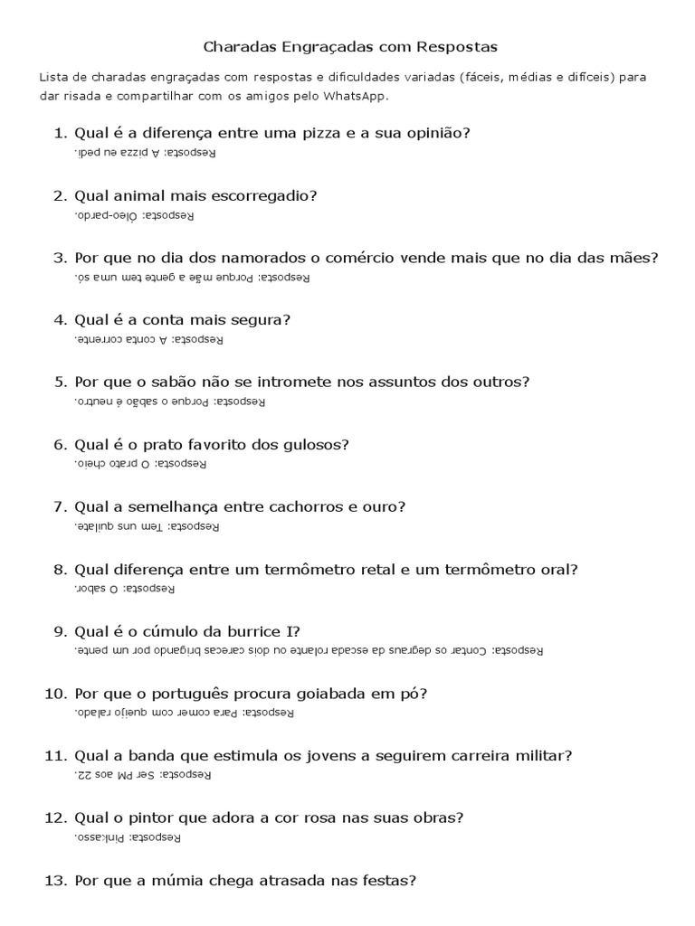 Charadas Engraçadas e Respostas | PDF