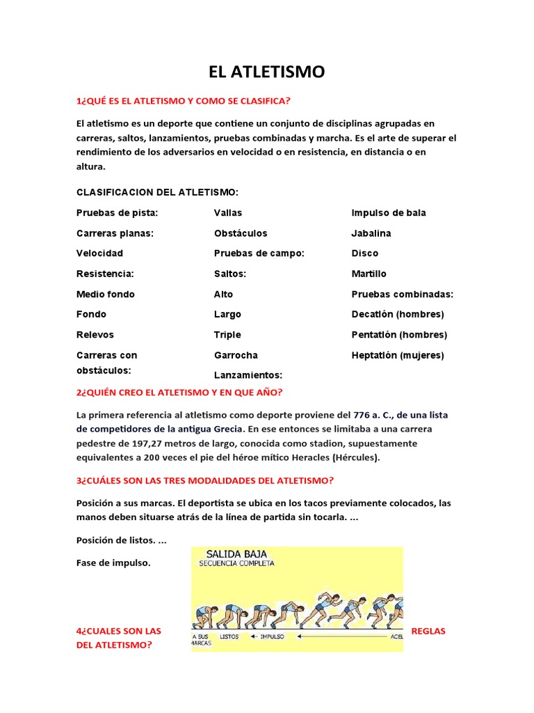 El Atletismo | PDF | Deporte del atletismo | Juegos de habilidad física
