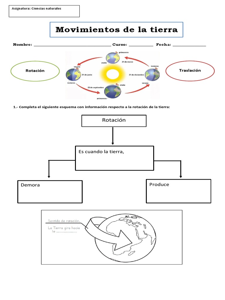 Guía Movimientos de La Tierra 3° Basico | PDF | Tierra
